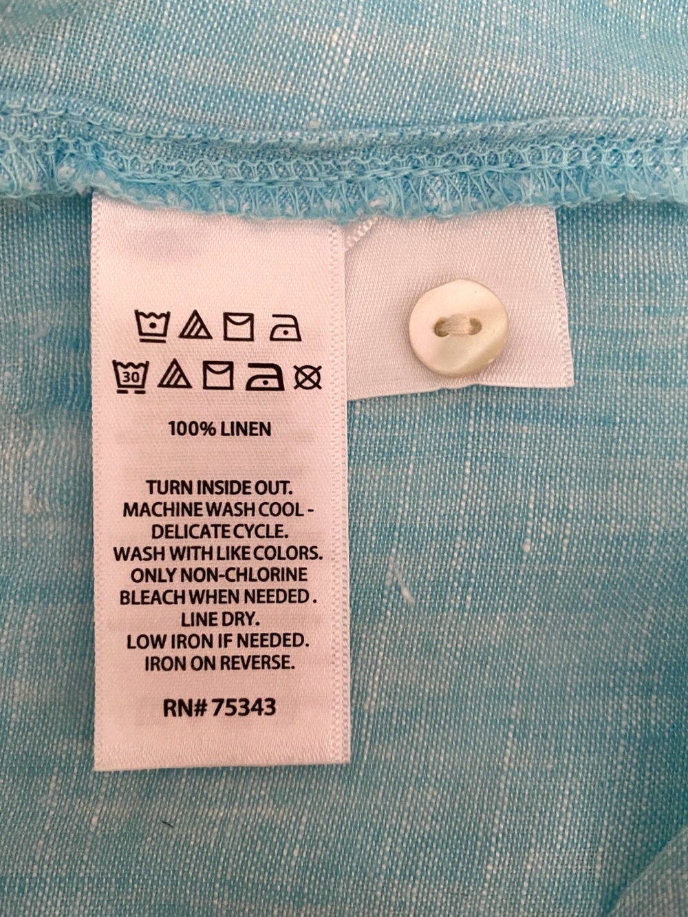Cynthia Rowley 100% Linen Faux Wrap Peplum Lagenlook Pullover Aqua Top M - Picture 7 of 8